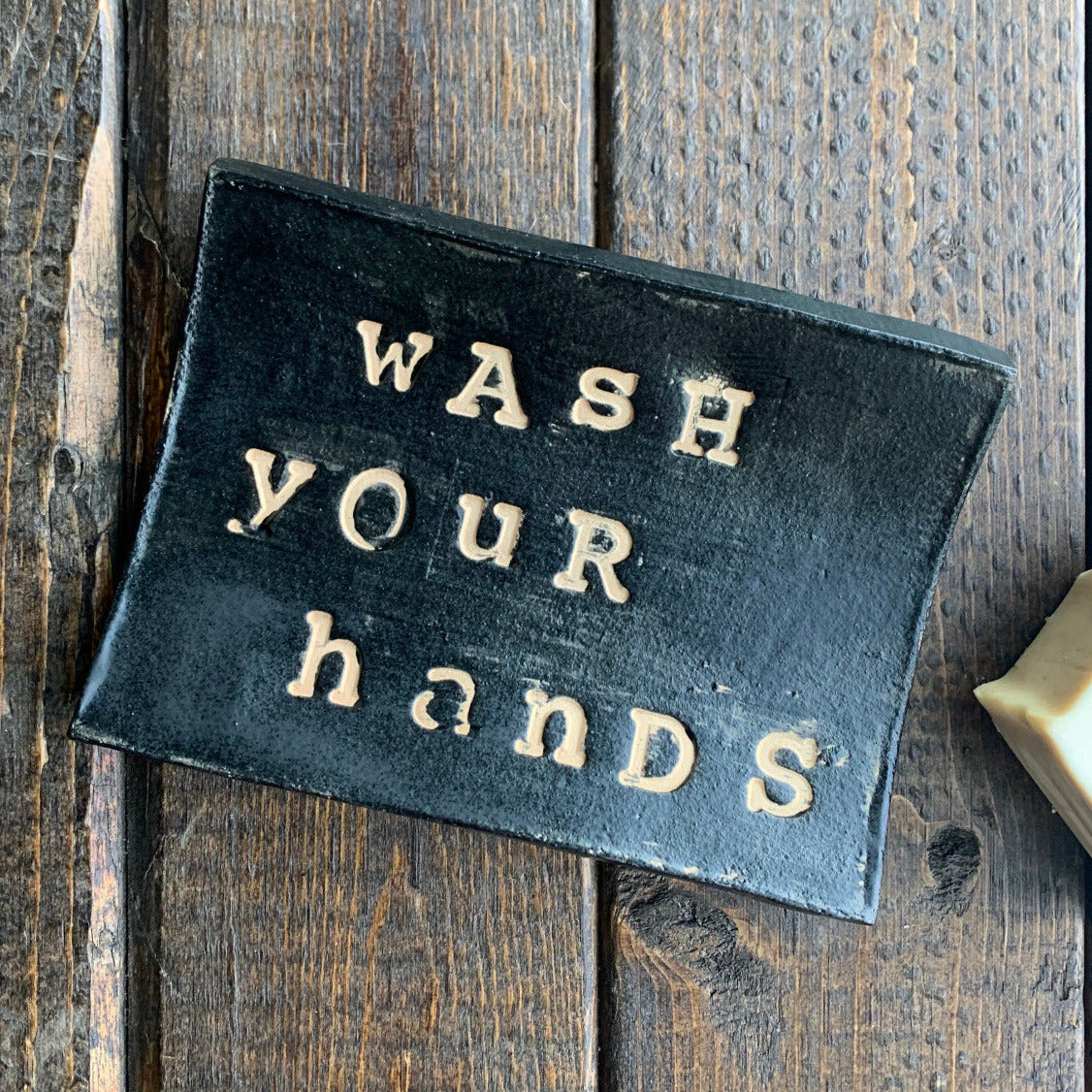 Handmade ceramic wash your hands soap dish