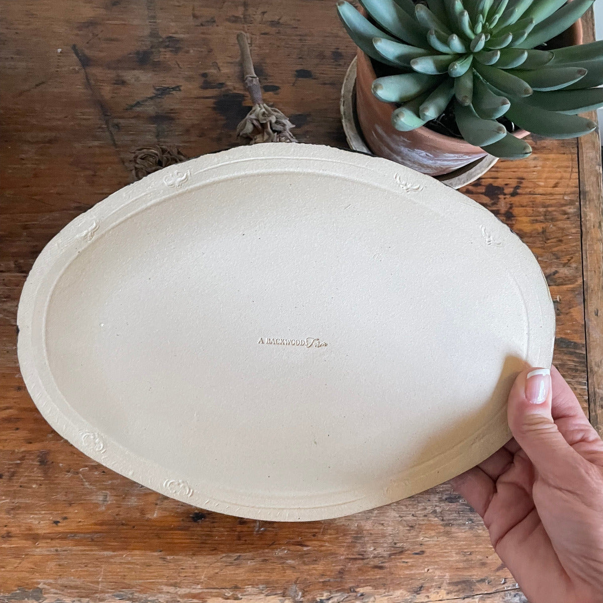 Handmade Oval Platter In Black Matte Finish
