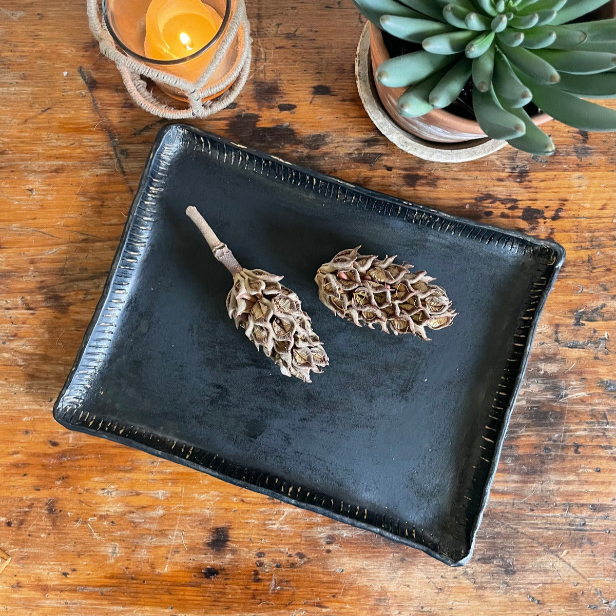 Black Matte Rustic Serving Tray
