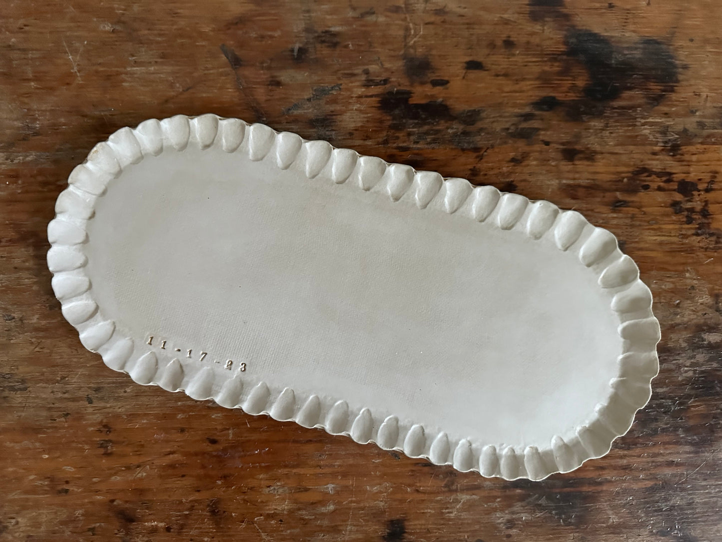 Custom Pottery Tray With Impression of Your Special Date