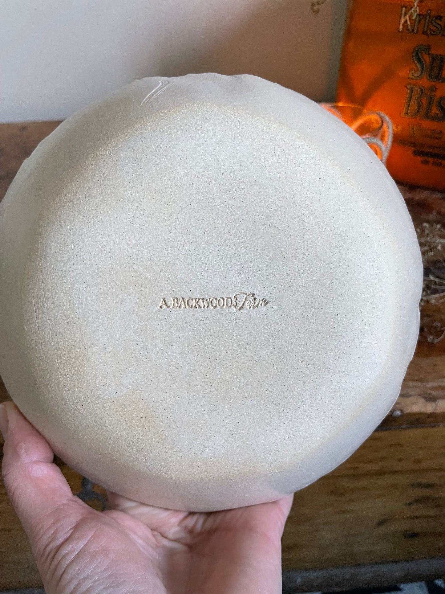 Handmade Stoneware White Bowl With Burlap Texture