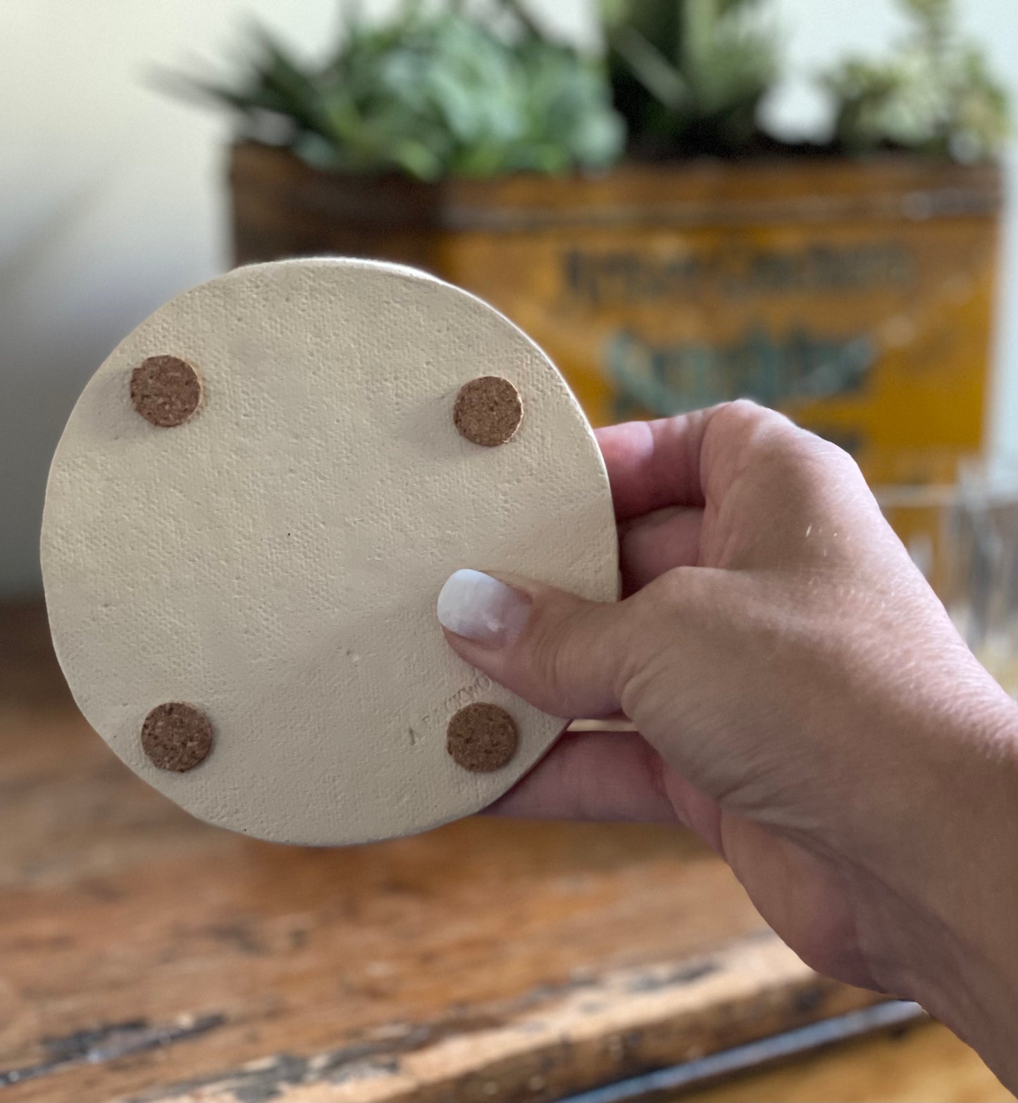 Handmade Ceramic Drink Coasters In Matte White