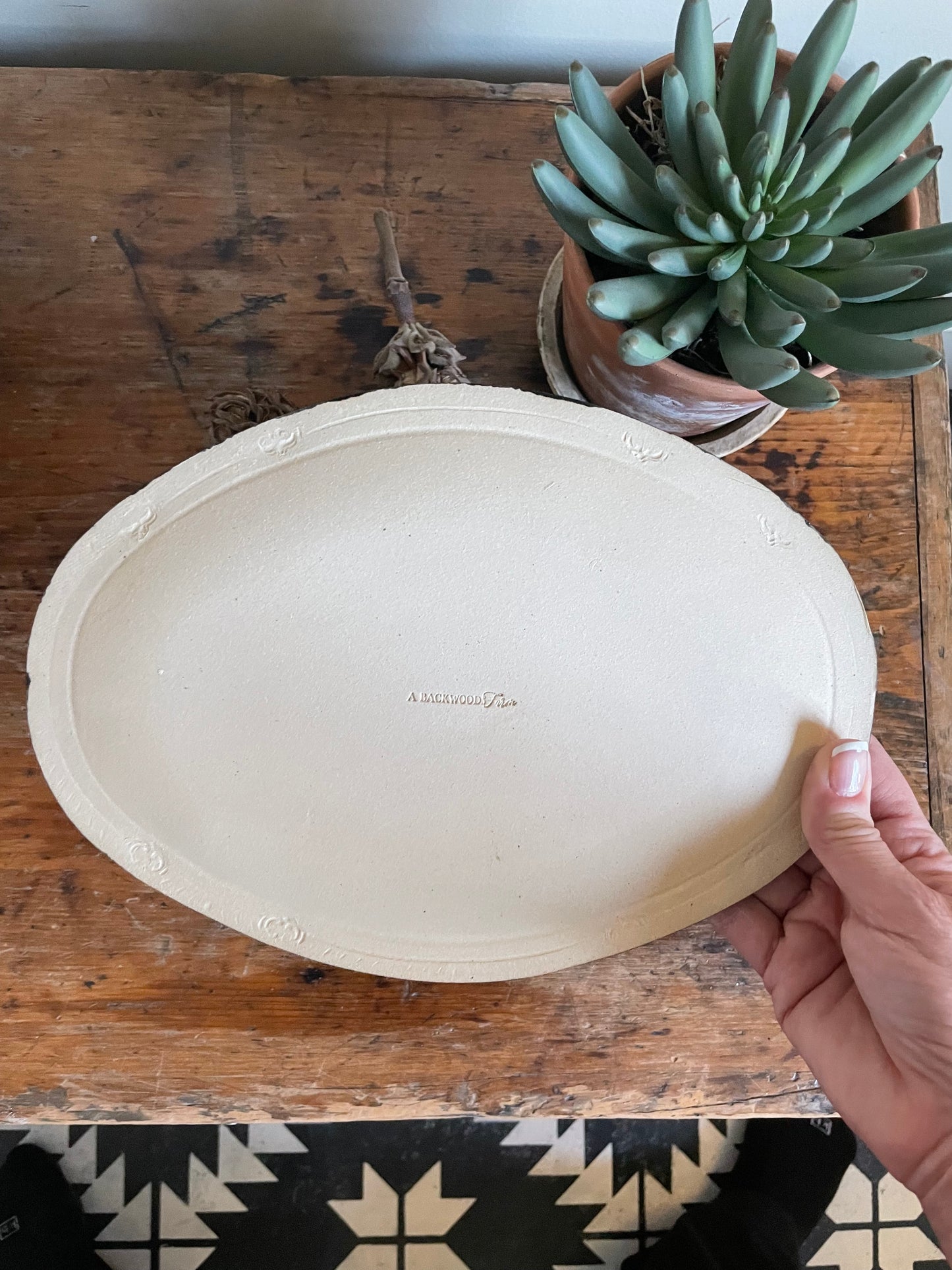 Handmade Oval Platter In Black Matte Finish