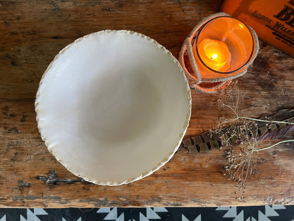 Handmade Bowl In Matte White With Rustic Edge